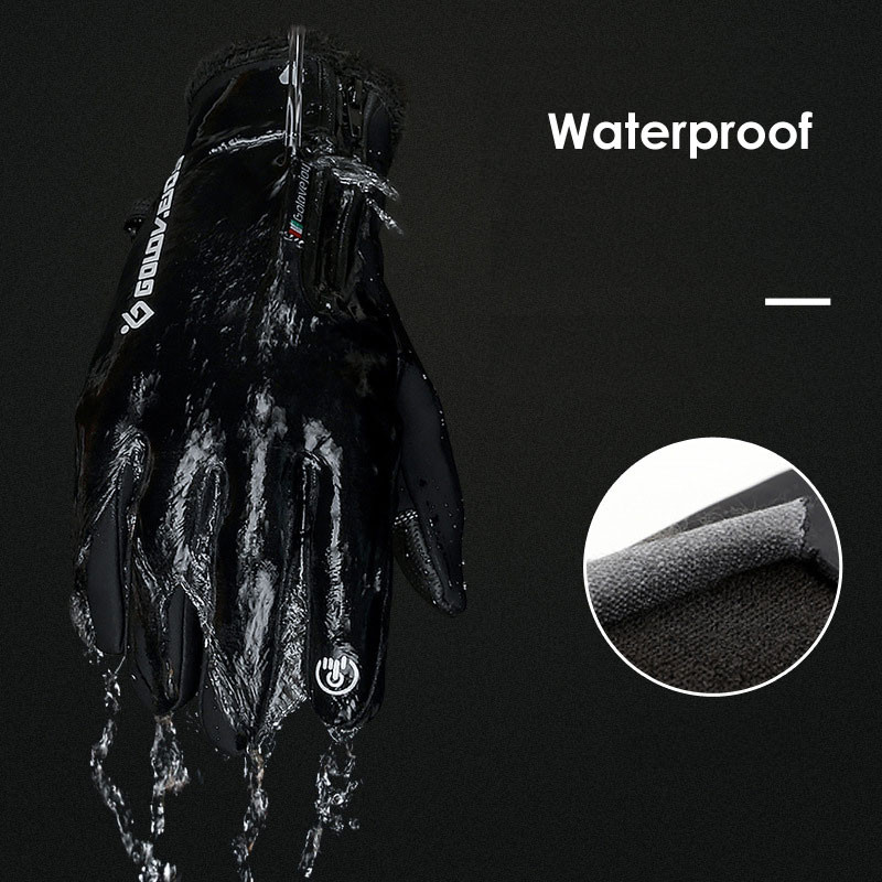 Rudens žiema Vyriškos pirštinės su jutikliniu ekranu, neperšlampamos nuo vėjo pirštinės lauko sportui, šiltos šiluminės vilnos bėgimo slidinėjimo pirštinės