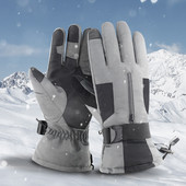 Žieminės vandeniui atsparios slidinėjimo pirštinės vyrams Moteriškos vėjui atsparios pirštinės lauko sportui šiltos, nepraleidžiančios sagties dviračių slidinėjimo MTB pirštinės