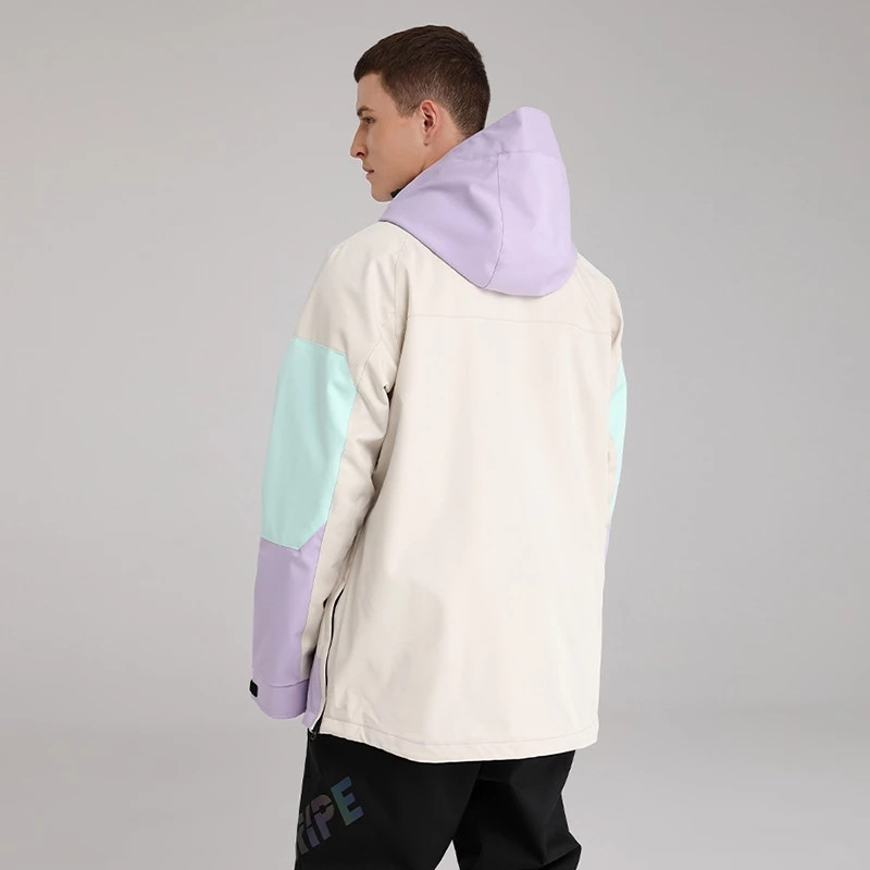 Slidinėjimo striukė Moteriška sportinė snieglenčių striukė Vyriška žieminė džemperis su gobtuvu, vandeniui nepralaidus kvėpuojantis Colorblock slidinėjimo viršutinis sniego paltas.