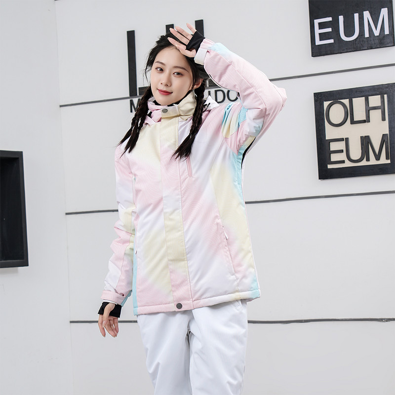 Goexplore Moterų slidinėjimo snieglenčių striukės Vilnos gobtuvas kalnų vandeniui atsparus vėjui atsparus sniego paltas