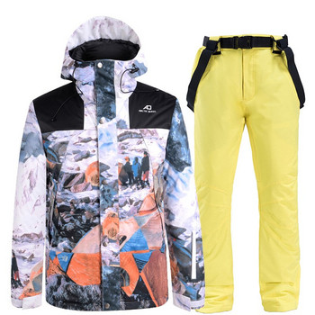 Дамско облекло за сноуборд Мъжки ново външно топло водоустойчиво ветроустойчиво дишащо зимно ски яке и панталони Комплект снежен костюм Марки
