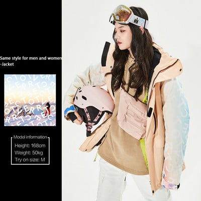 2022 m. nauja viršutinė slidinėjimo striukė Moteriška lauko sportinė snieglenčių striukė Vyriška šilta žieminė apranga Paltas su gobtuvu slidinėjimo kostiumas, atsparus vėjui, atsparus vandeniui