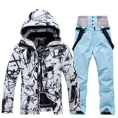 Set de jachete și pantaloni de schi pentru bărbați și femei, 2023, costum de zăpadă, rezistent la vânt, în aer liber, iarnă, pentru snowboard, costume de schi