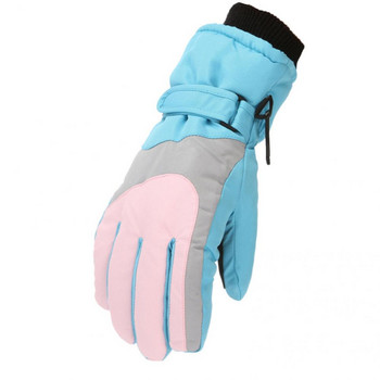 1 чифт издръжливи детски зимни ръкавици Стилни високоеластични пачуърк детски топли водоустойчиви спортни ръкавици на открито