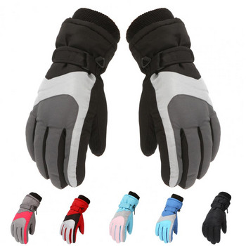 1 чифт издръжливи детски зимни ръкавици Стилни високоеластични пачуърк детски топли водоустойчиви спортни ръкавици на открито