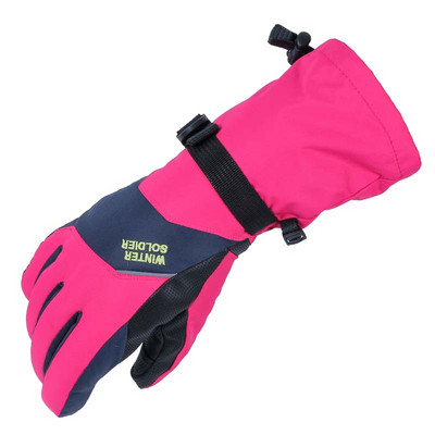 Jutiklinio ekrano slidžių snieglenčių pirštinės vyrams, moteriškos, atsparios vandeniui juoda rožinė raudona žiema, šaltas oras, šiltas lauke, vėjui atsparios sniego pirštinės