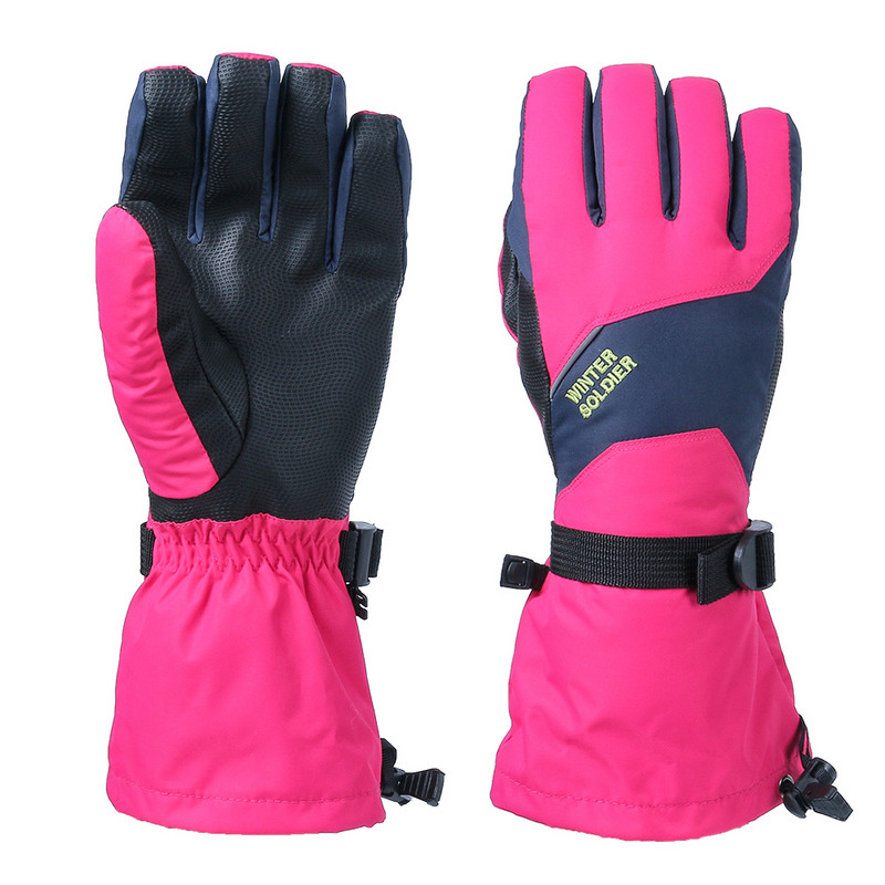 Jutiklinio ekrano slidžių snieglenčių pirštinės vyrams, moteriškos, atsparios vandeniui juoda rožinė raudona žiema, šaltas oras, šiltas lauke, vėjui atsparios sniego pirštinės