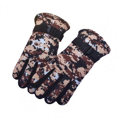 1 pora madingų slidinėjimo pirštinių Spausdinti Patogios lauko pirštinės Kamufliažinio dizaino slidinėjimo pirštinės