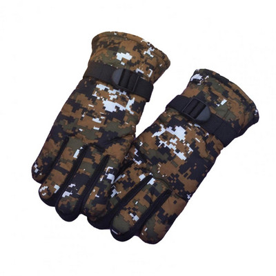 1 pora madingų slidinėjimo pirštinių Spausdinti Patogios lauko pirštinės Kamufliažinio dizaino slidinėjimo pirštinės