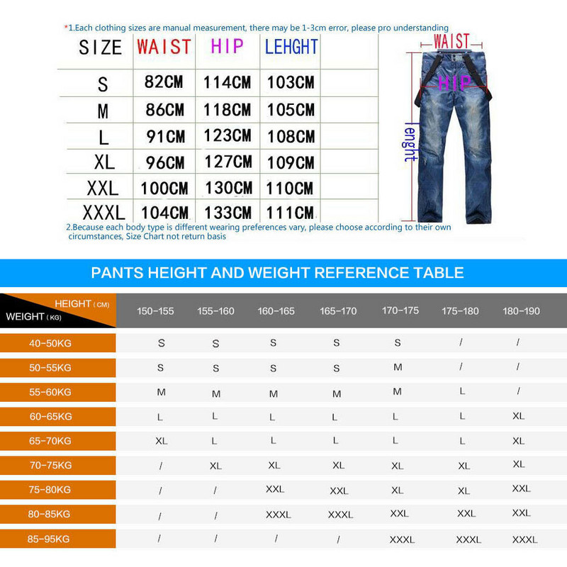 Vyriški sniego kelnės Lauko sportinė apranga petnešėlė kelnės snieglentės drabužiai vandeniui atsparūs vėjui žieminiai slidinėjimo kostiumai seilinukai džinsinio stiliaus