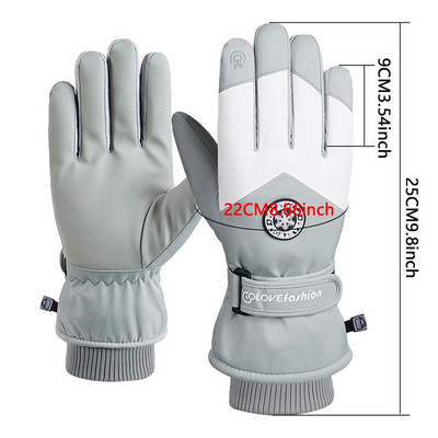 Moteriškos vandeniui atsparios liečiamuoju ekranu slidinėjimo pirštinės Šiltos pirštinės pirštinės Žieminės pirštinės vyrams Moterims su terminiu minkštu trikotažo pamušalu