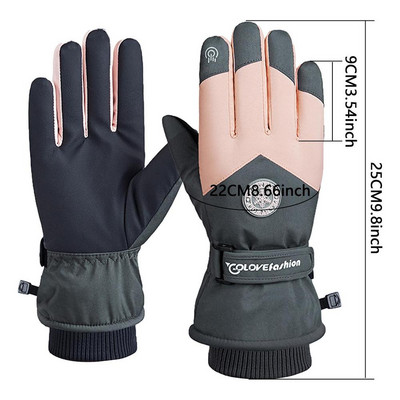 Moteriškos vandeniui atsparios liečiamuoju ekranu slidinėjimo pirštinės Šiltos pirštinės pirštinės Žieminės pirštinės vyrams Moterims su terminiu minkštu trikotažo pamušalu