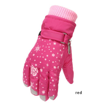 1 чифт Студена зима Детски ски ръкавици Преносими снежни ръкавици за плетене Ветроустойчиви Затоплящи ръкавици Затопляне на открито