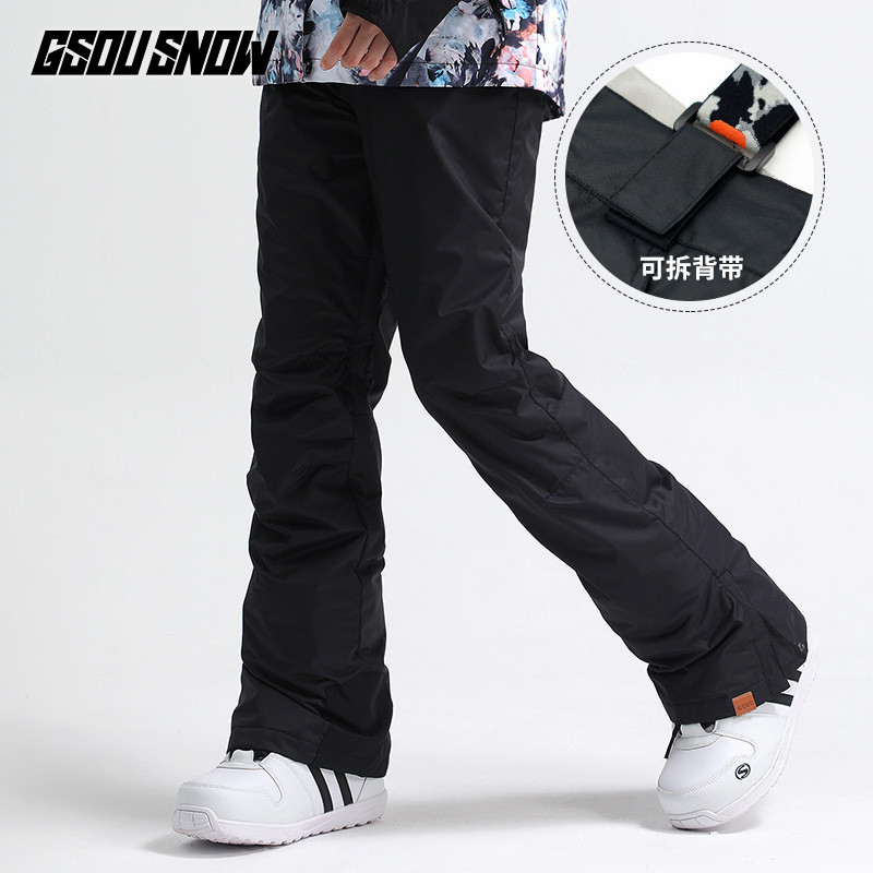 Moteriškos žiemos slidinėjimo kelnės, neperpučiamos, atsparios vandeniui, sustorėjusios šiltos sniego kelnės, slidinėjimo kostiumas su dvigule lentų juostele, slidinėjimo kelnės