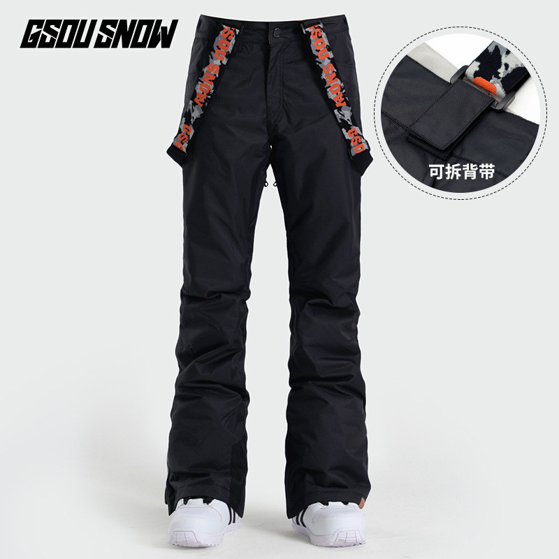 Moteriškos žiemos slidinėjimo kelnės, neperpučiamos, atsparios vandeniui, sustorėjusios šiltos sniego kelnės, slidinėjimo kostiumas su dvigule lentų juostele, slidinėjimo kelnės