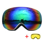 Slidinėjimo akiniai nuo rasojimo UV400 su naktinio matymo objektyvu žieminiai vėjui atsparūs snieglenčių slidinėjimo akiniai HD plataus matymo sniego motociklo akiniai