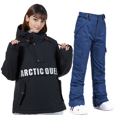 Slidinėjimo džemperis, vyriškas, moteriškas slidinėjimo kostiumas žiemai, šiltas lauke, atsparus vėjui ir vandeniui atsparus slidinėjimo striukė Slidinėjimo kelnės, snieglenčių rinkinys, vyriškas