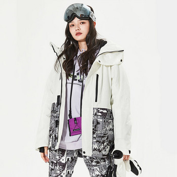 Νέο μπουφάν σκι Ζεστό αδιάβροχο παλτό χιονιού Αντιανεμικό ρουχισμό σκι Γυναικεία σνόουμπορντ μπουφάν για σκι εξωτερικού χώρου Φόρμες πεζοπορίας Hoodie