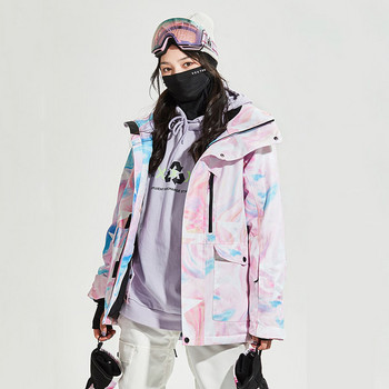 Νέο μπουφάν σκι Ζεστό αδιάβροχο παλτό χιονιού Αντιανεμικό ρουχισμό σκι Γυναικεία σνόουμπορντ μπουφάν για σκι εξωτερικού χώρου Φόρμες πεζοπορίας Hoodie