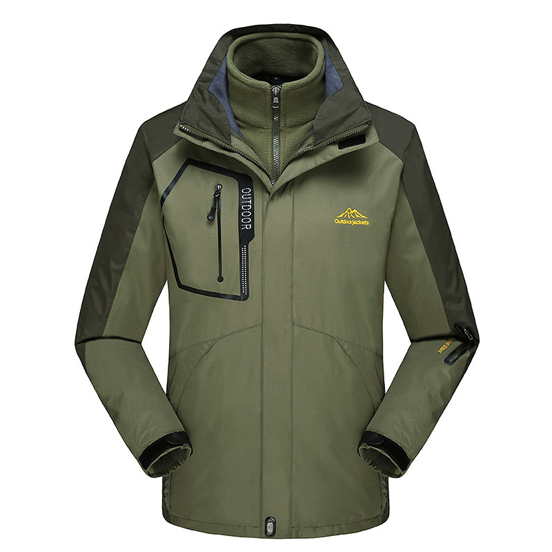 Vyriška neperšlampama lauko striukė iš vilnos trys viename alpinizmo poros didesnio dydžio slidinėjimo striukė