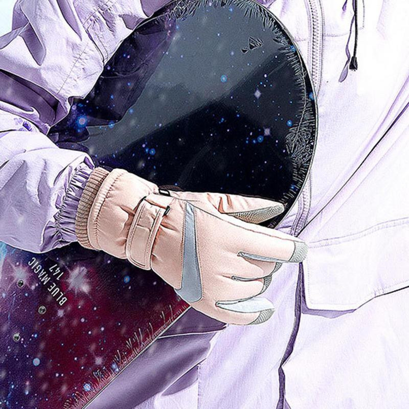 Sniego pirštinės vyrams Vėjui atsparios vandeniui atsparios sniego pirštinės Lietimui jautrios slidinėjimo pirštinės su riešo apsauga moterims Vyrams skirtos slidinėti