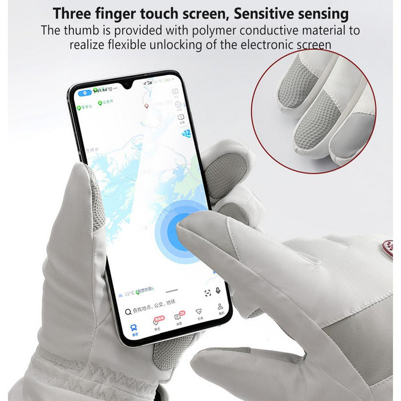 1 pora žieminių slidinėjimo pirštinių važinėjimui lauke Atsparios vandeniui, neslidžios ir dėvėjimuisi atsparios jutikliniam ekranui šiltos pirštinės