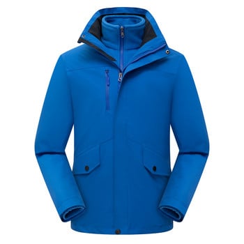 Ανδρικό μπουφάν Winter Fleece 3 σε 1 εξωτερικού χώρου, Ανδρικό παλτό με κουκούλα, πεζοπορία, αδιάβροχα μπουφάν