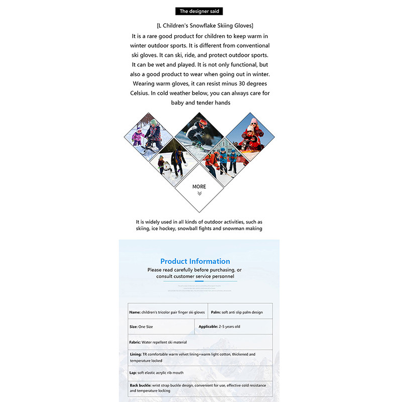 Žieminės neperšlampamos pirštinės be pirštų jodinėjimas tėvas-vaikas 2-5 metų vaikiškas krepšys pirštas šiltos slidinėjimo pirštinės lauke