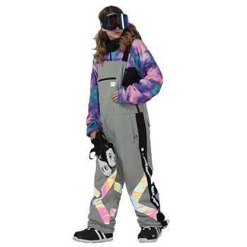 Ολόσωμες ζαρτιέρες παντελόνια σκι Χαλαρά αδιάβροχα και ζεστά πολύχρωμα φωτεινά χειμωνιάτικα παντελόνια για χιόνι Σαλιάρες για snowboarding γυναίκες και άνδρες