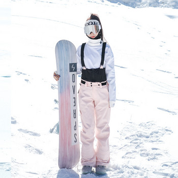 Спортни памучни мъжки дамски панталони за сняг Зимни мъжки панталони за ски на открито Водоустойчиви женски ски гащеризони С тиранти Мъжки туристически дрехи