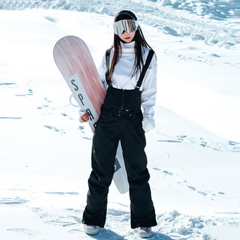 Спортни памучни мъжки дамски панталони за сняг Зимни мъжки панталони за ски на открито Водоустойчиви женски ски гащеризони С тиранти Мъжки туристически дрехи