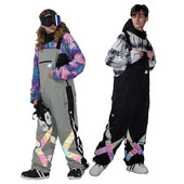 Moteriškos ir vyriškos sniego kelnės žieminės ledo kelnės snieglentininkų drabužiai spalvingi šviečiantys kombinezonai vandeniui atsparūs slidinėjimo kostiumai, seilinukai