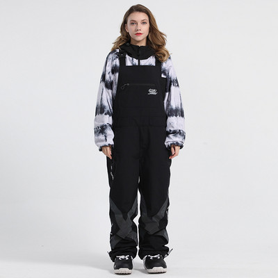 Moteriškos ir vyriškos sniego kelnės žieminės ledo kelnės snieglentininkų drabužiai spalvingi šviečiantys kombinezonai vandeniui atsparūs slidinėjimo kostiumai, seilinukai