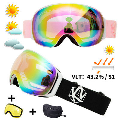 Keičiamas dirželis Dovana OTG Slidinėjimo snieglenčių akiniai Moteriški Vyriški Slidinėjimo Akiniai Kaukė UV400 Sniego apsauga Akiniai suaugusiems Sferiniai
