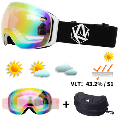 Keičiamas dirželis Dovana OTG Slidinėjimo snieglenčių akiniai Moteriški Vyriški Slidinėjimo Akiniai Kaukė UV400 Sniego apsauga Akiniai suaugusiems Sferiniai