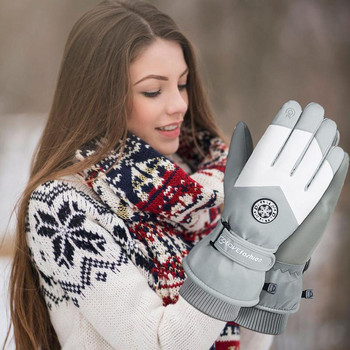 Дамски водоустойчиви ски ръкавици със сензорен екран Топли ръкавици за мъже Дамски термомеки подплата Зимни ръкавици за бягане Шофиране