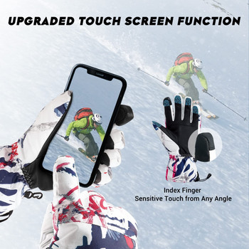 Γάντια σκι Ανδρικά Γυναικεία Αδιάβροχα, Ενημερωμένα γάντια για χιόνι με οθόνη αφής 2022, Γάντια Snowboard για κρύο καιρό