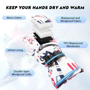 Γάντια σκι Ανδρικά Γυναικεία Αδιάβροχα, Ενημερωμένα γάντια για χιόνι με οθόνη αφής 2022, Γάντια Snowboard για κρύο καιρό