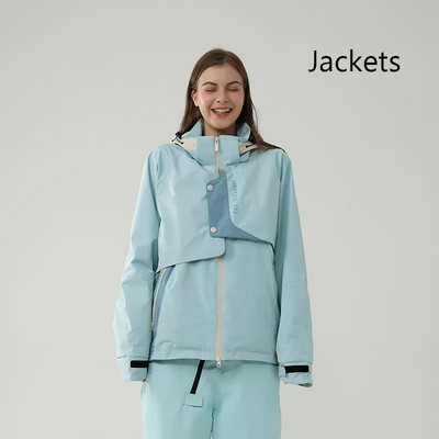 Žiemos nauja viršutinė slidinėjimo striukė Lauko žygio striukės Snieglenčių striukė, vėjui nepralaidi, vandeniui atspari slidinėjimo kostiumas vyrams, moteriškas, laisvas paltas su gobtuvu