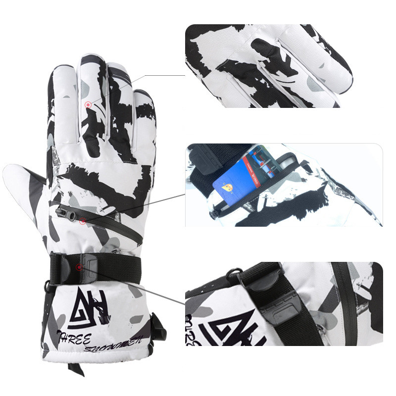 Žieminės slidinėjimo pirštinės suaugusiems, neperpučiamos, šiltos, moteriškos, neperšlampamos, liečiamasis ekranas, vyriškos lauko snieglentės, dviračių sportinės, slidinėjimo pirštinės