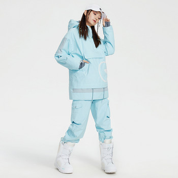 Νέες γυναικείες φόρμες σκι Παχύ αδιάβροχο παντελόνι για χιόνι Σετ σκι Χειμερινά ρούχα Plus βαμβακερά σακάκια για σνόουμπορντ εξωτερικού χώρου