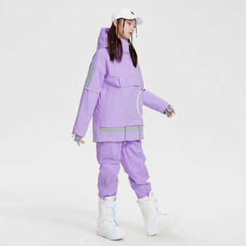 Νέες γυναικείες φόρμες σκι Παχύ αδιάβροχο παντελόνι για χιόνι Σετ σκι Χειμερινά ρούχα Plus βαμβακερά σακάκια για σνόουμπορντ εξωτερικού χώρου