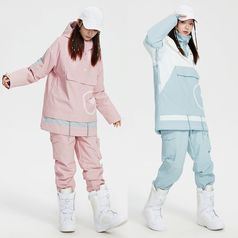 Nauji moterų slidinėjimo kostiumai, pastorinti vandeniui atsparūs sniego kelnaitės slidinėjimo rinkinys žieminiai drabužiai plius medvilninės lauko snieglenčių striukės