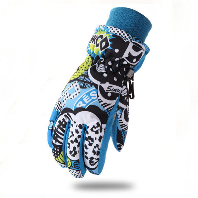 Gyerekek Kesztyűk Tél Meleg Hó Síelés Fiú Lányok Sport Vízálló Szélálló Snowboard Graffiti Nyomtatás Ujjatlanok Kesztyűk Guantes