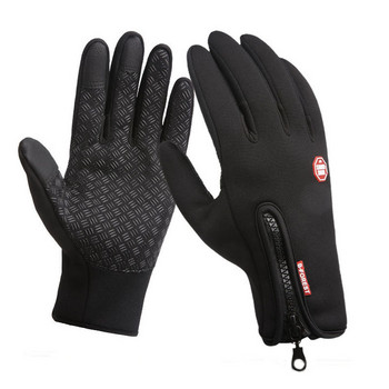 Зимни ръкавици против хлъзгане, ветроустойчиви, топли, тъчскрийн ръкавици, дишаща поларена зима, мъже, жени, черни ски ръкавици