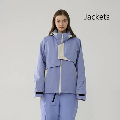 Nauja žieminė slidinėjimo striukė Lauko žygiams skirtos striukės Snieglenčių striukė Vėjo nepraleidžianti Vandeniui atsparus slidinėjimo kostiumas Vyrams Moteriškas paltas su gobtuvu laisvas šiltas