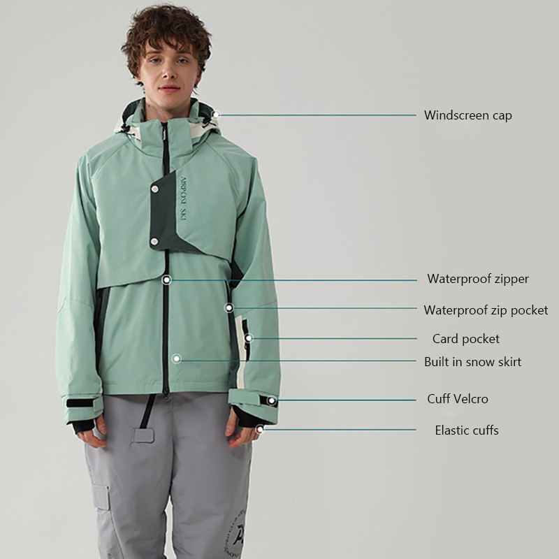 Nauja žieminė slidinėjimo striukė Lauko žygiams skirtos striukės Snieglenčių striukė Vėjo nepraleidžianti Vandeniui atsparus slidinėjimo kostiumas Vyrams Moteriškas paltas su gobtuvu laisvas šiltas