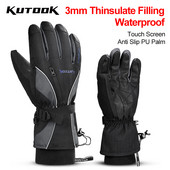KUTOOK žiemos slidinėjimo pirštinės Snieglenčių pirštinės Sniego motociklas Neperšlampamas Šiltas jutiklinis ekranas Penkių pirštų vėjui atsparios slidinėjimo pirštinės lauke