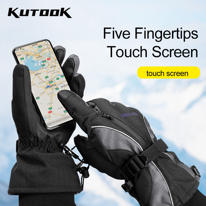 KUTOOK žiemos slidinėjimo pirštinės Snieglenčių pirštinės Sniego motociklas Neperšlampamas Šiltas jutiklinis ekranas Penkių pirštų vėjui atsparios slidinėjimo pirštinės lauke