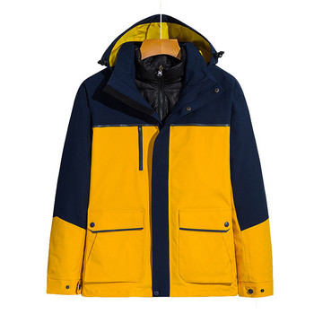 Мъжки Дамски пухени якета 3-в-1 Висококачествено есенно-зимно яке Удебелено бизнес модно работно облекло Водоустойчиво палто за ски сноуборд